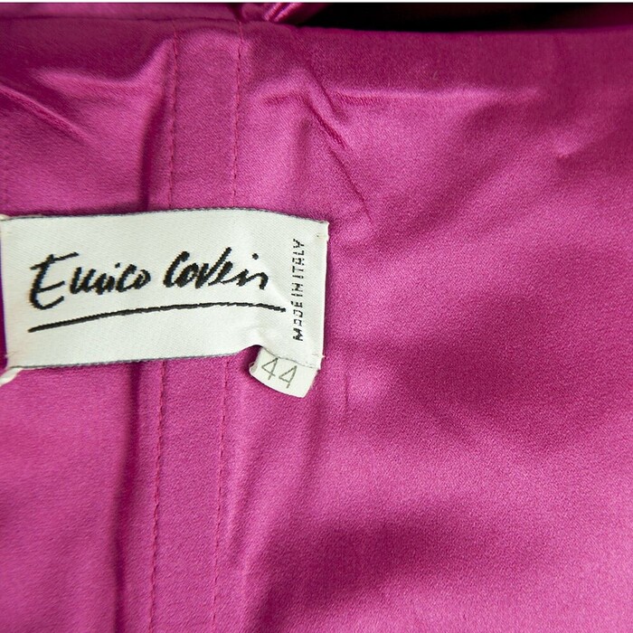 Enrico Coveri Fuchsia 100% Silk Off Shoulders Maxi Evening Gown Dress size 44