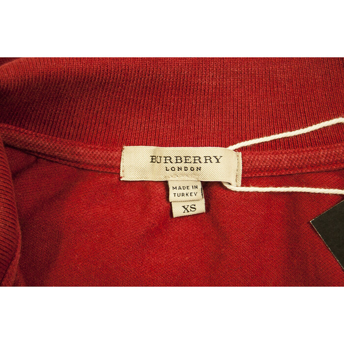 Burberry Red Cotton Long Sleeve Classic Polo neck T- Shirt top size XS