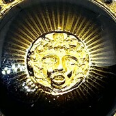 Versace Vintage Medusa Head Shank Button with Brown color lacquer forming rays