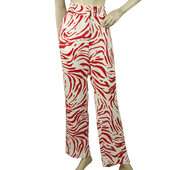 MSGM Milano Red & White Zebra Print Viscose Wide Leg Trousers Pants size 40