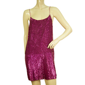 Joseph Fuchsia Pink Fully Sequined Mini Length Sleeveless Spaghetti Dress size L