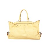 Fendi Vanilla Cream Leather Extra Large Satchel Frame Top Handbag