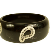 ETRO Women's wide black Paisley Rhinestone bangle bracelet