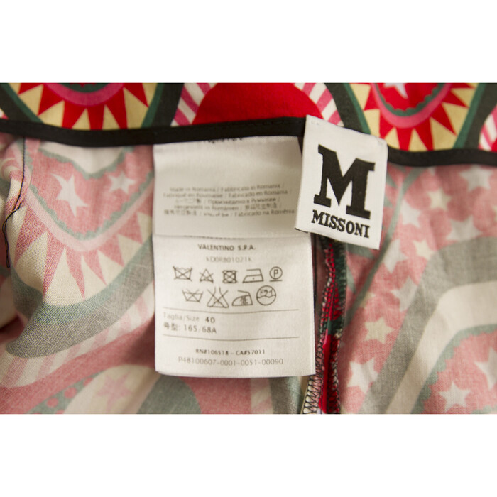 Missoni Multicolor Pattern Red Waves Cotton Blend Summer Trousers Pants Size 40