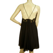 Temperley Black Silk Gold Embroidery Spaghetti Straps Mini Dress size UK 12