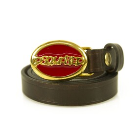 DSquared2 Woman&#039;s Brown &amp; Oval Red Enamel Gold tone Leather Belt 99cm 72TP092