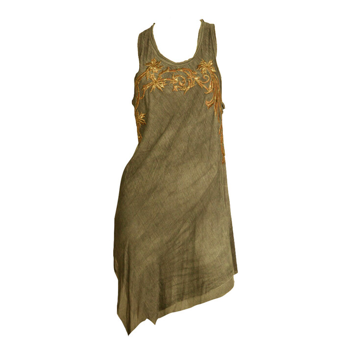 Roberto Cavalli Gray Cotton Embroidered Mini Dress Asymmetric Sleeveless 44