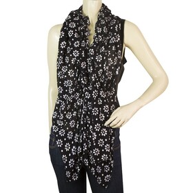 High Black &amp; White Daisies Flowers Wrap Waterfall Front Vest Gillet Top size 44