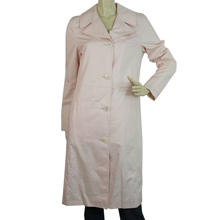 Burberry London Pink Cotton White Lining Single Brusted Trench Jacket Coat