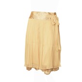 Diane Von Furstenberg Leanne Beige Color Silk Lace Pleated Knee Wrap Skirt 2