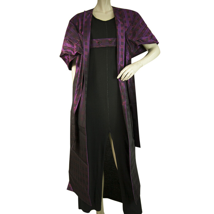 New Vivienne Westwood Abel Purple 100% Silk Jacquard Asymmetric Cape size UK 8