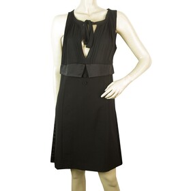 Twin Set Simona Barbieri Black Sleeveless V Neckline w. Bow Mini Dress