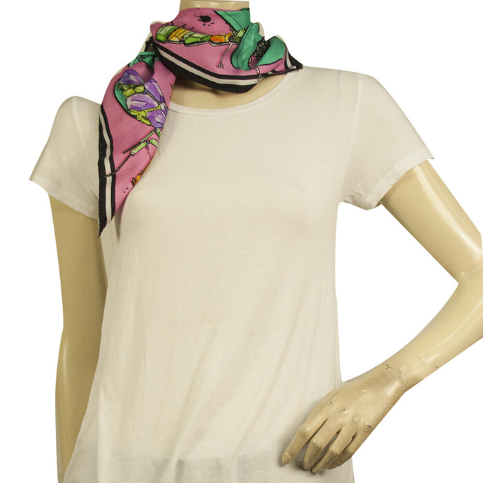 Dsquared 2 Multicolor Square Silk Scarf Jeweled Bugs colorful print