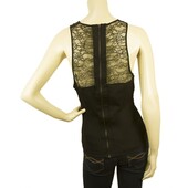 NEW Robert Rodriguez Black Floral Lace Silk Sleeveless Top Blouse Back Zipper 6