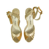 Terry De Havilland Iconic Margaux Beige Suede Gold Wedges Platform Sandals 40