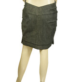 Roland Mouret Gray Black Denim Front Zipper Mini Length Skirt Jeans Fr 40, It 44