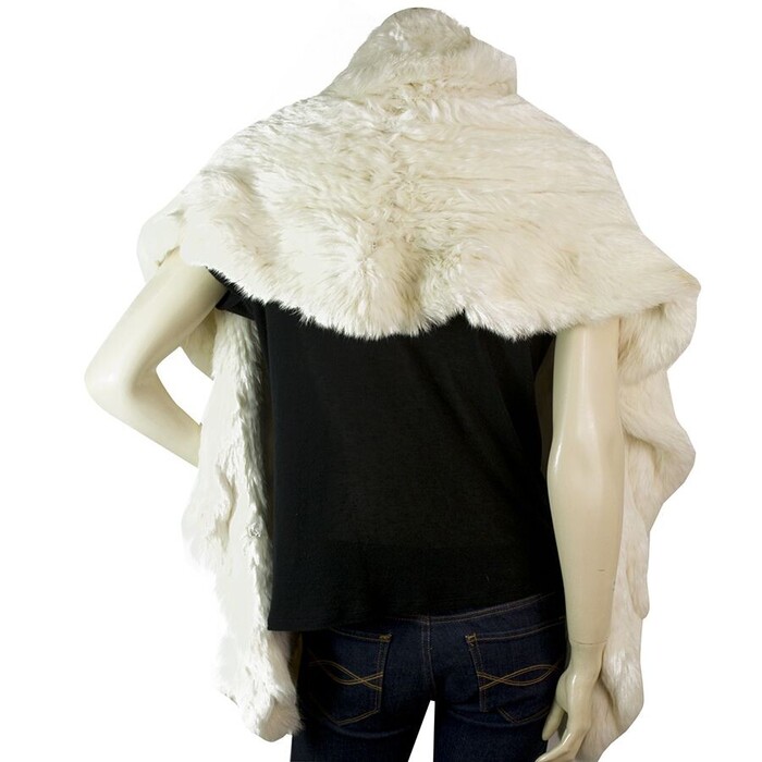 Genuine White Rabbit Fur Wedding Evening Long Scarf Shawl Wrap Warm Etoleο