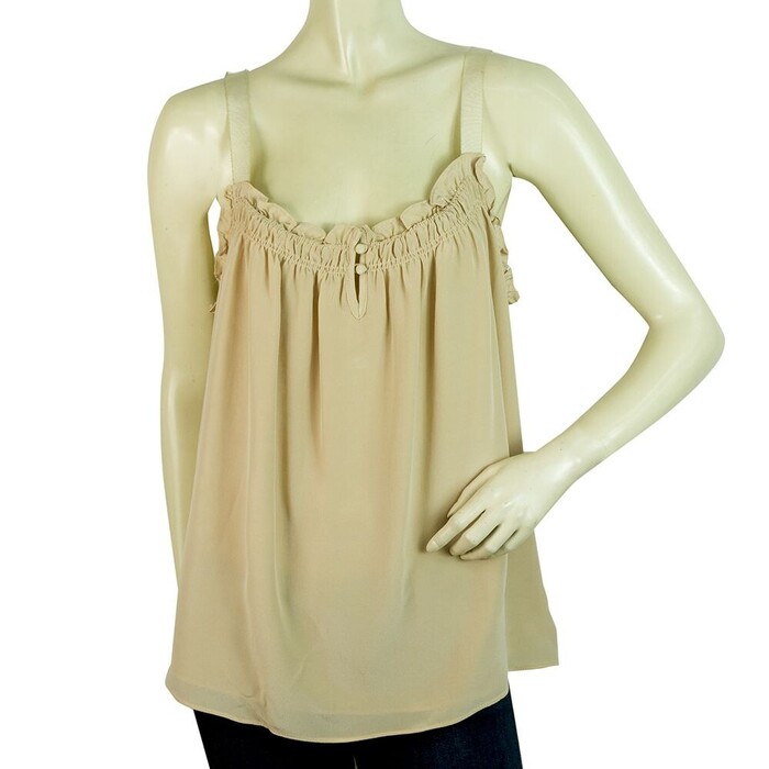 Good Look Ladies Beige 100% Silk Basic Cami Top Sleeveless sz S / M