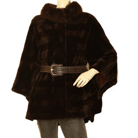 Fendi Selleria Mink &amp; Sable fur brown belted jacket short coat open sides $18000