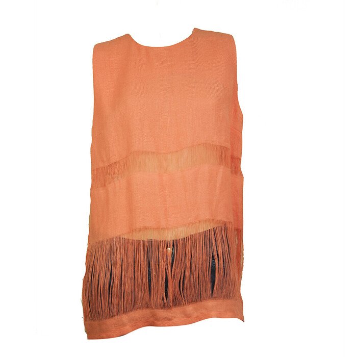 MSGM Orange 100% Linen Sleeveless Long Tank Top Blouse size 44