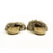 Solange Gray Fur Slides Espadrilles Sandals Open Toe Shoes size 38