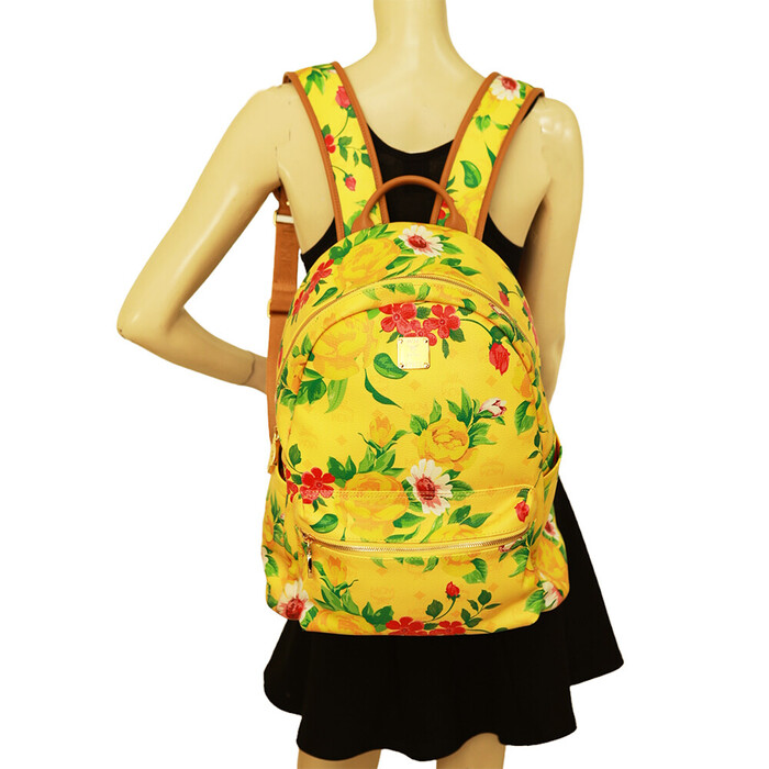 MCM Paradiso Limited edition 2014 Yellow Visetos Floral Canvas Leather Backpack