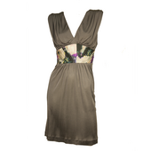 Ted Baker Gray Floral Waist Sleeveless Draped Viscose Dress size 2