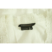 BCBG Max Azria White Broderie V Neckline Black Belt Mini Length Dress size XS