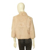 Matthew Williamson Beige Rabbit Fur 3/4 Sleeve Bolero Jacket Coat sz 10UK