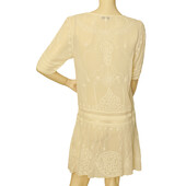 Temperley London Ivory Silk Embroidered Sheer Short Sleeve Mini Dress size UK 10