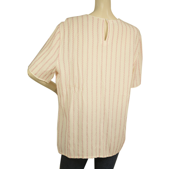 Escada Silk Cream with Pink Beaded Stripes Tunic Blouse Top Size 44