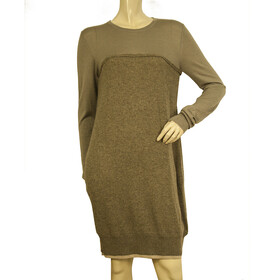 Chloe Brown Cashmere Silk Long Sleeve Knee Length Knit Dress size S