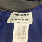 Philosophy di Alberta Ferretti Blue Belted Draped V Neckline Sleeveless dress 42