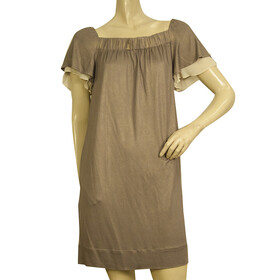 3.1 Phillip Lim Taupe Color Golden Shine Mini Length Cocktail Silk Dress size M