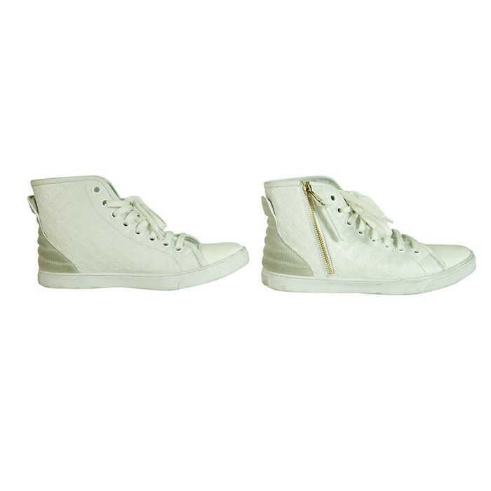 Louis Vuitton Punchy Empreinte Leather High Top Sneakers Ivory off White sz 37,5