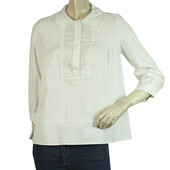 Diane Von Furstenberg DVF KAY White Cotton Back Pleats Button Tunic Shirt Top 8