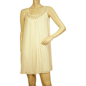 Temperley London Ivory Silk Cotton &quot;Swiss Dot&quot; Lace Straps Mini Dress size UK 10