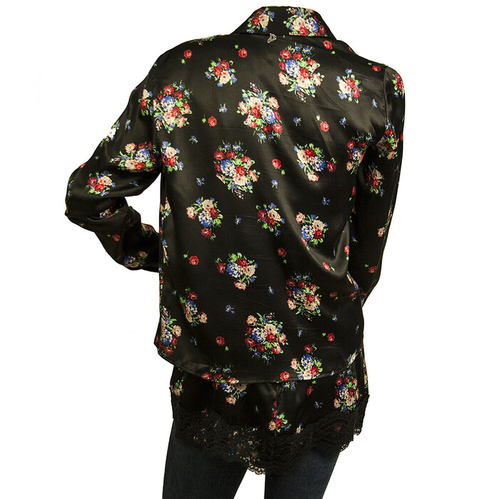 Dondup Black Floral Lace Silk Sleeveless Camisole Cami Shirt sz 42