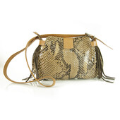 Sem Vaccaro Brown Python Leather Boho Hippie Shoulder Bag with Fringes Handbag