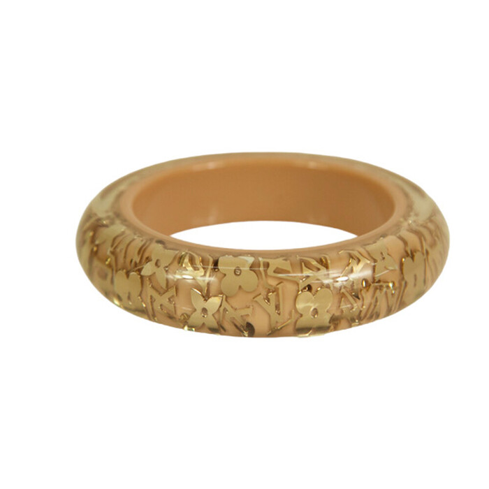 Louis Vuitton beige with gold Inclusion resin sequins bangle bracelet