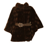 Fendi Selleria Mink & Sable fur brown belted jacket short coat open sides $18000