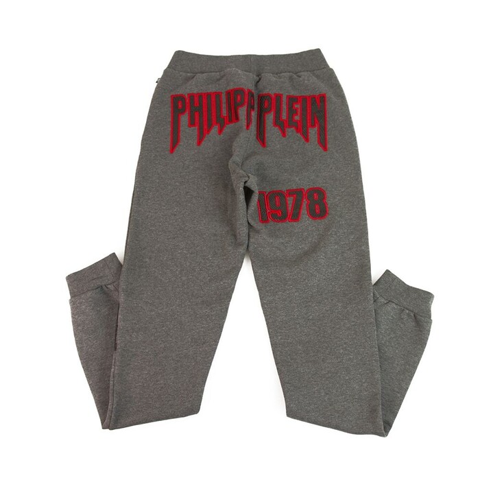 Philpp Plein junior Sweatpants Trousers Gray and red for Boys 14-15 years old