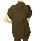 Diane Von Furstenberg DVF Boye Deux Khaki Green Snap Button Shirt Top size 8