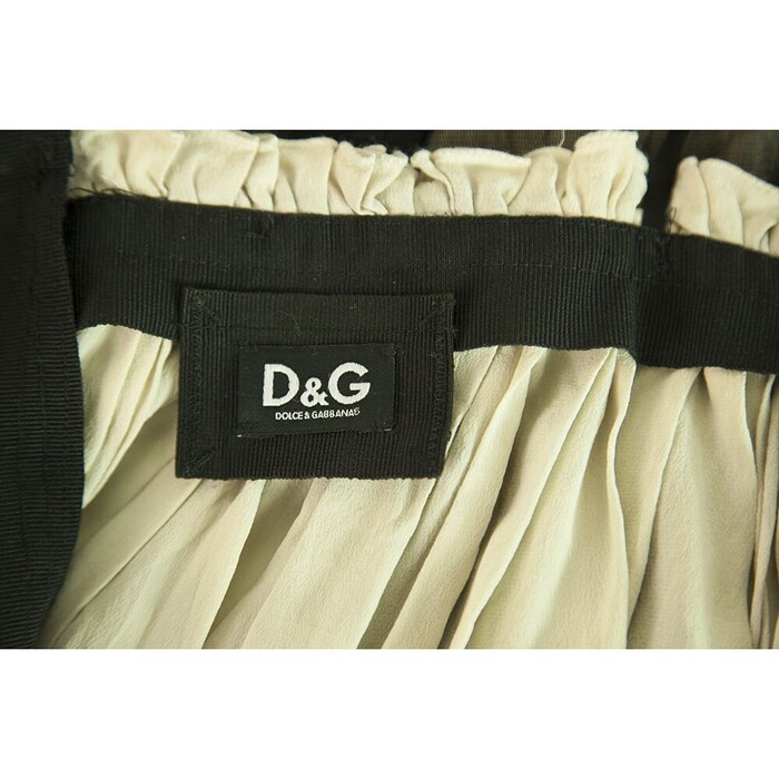 Dolce & Gabbana D&G Black & White Silk Pleated Mini Skirt Size 42