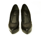 Yves Saint Laurent YSL Black Watersnake Leather Platform Heels Pumps 41