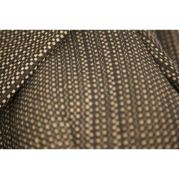 Prada Brown, Beige & Black Tweed Virgin Wool below the knee Coat with bow sz 42