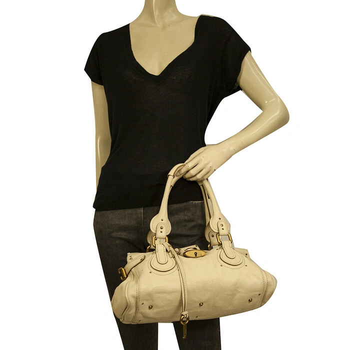 バッグ Chloe Paddington Hand Bag beige Chloe Beige Paddington Hand One Shoulder Bag Leather Lock