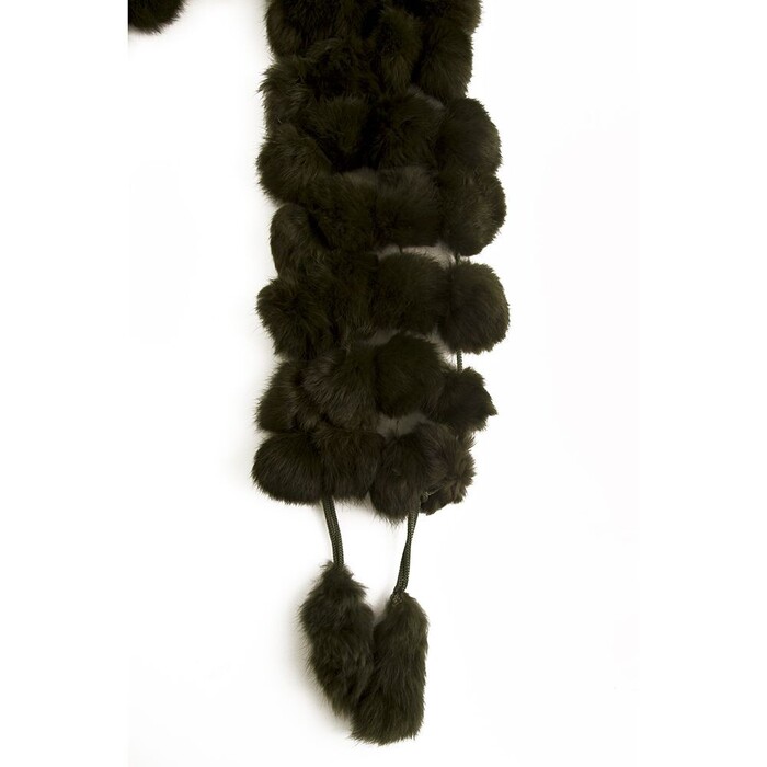 Black Long Rabbit Fur Pom Poms Evening Long Scarf Shawl Wrap