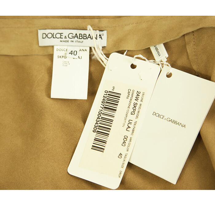 NTW Dolce Gabbana D & G Above knee mini belted beige suede goatskin skirt  Sz 40