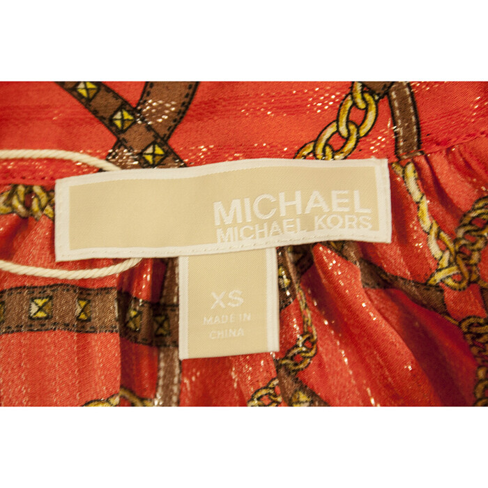 Michael by Michael Kors Orange Glittery Halter Neck Chain Logo Top size XS